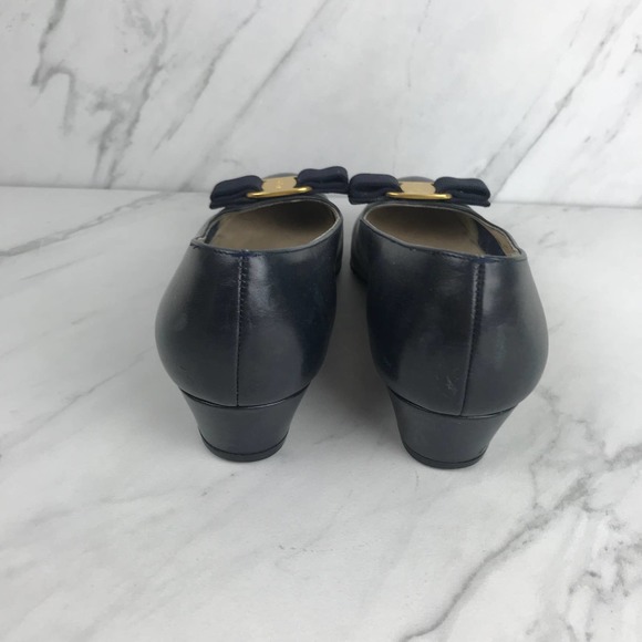 Salvatore Ferragamo Varina Flat Navy Blue Size 4B - Picture 3 of 11